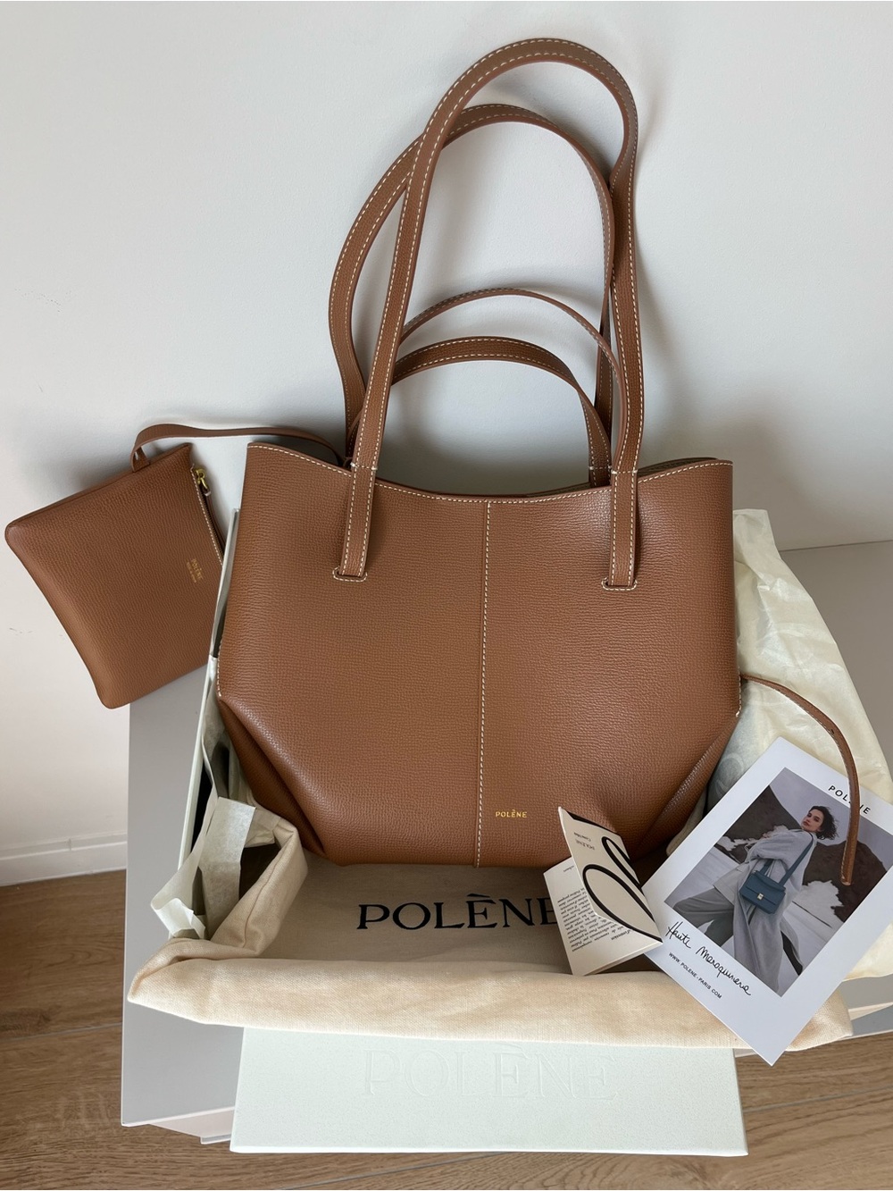 Polene Cyme Mini Brown Bag with Inner Pouch Perfect Condition